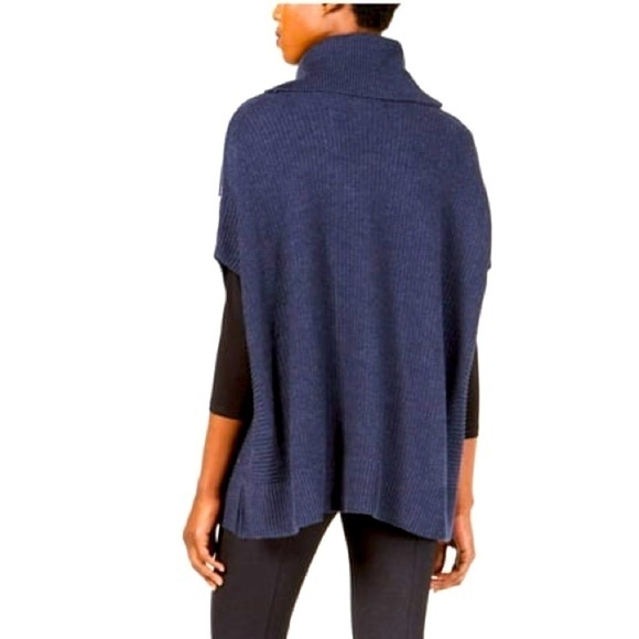 Boho Fringe Short Sleeve Poncho Navy Blue Batwing Sleeves Women’s Size Large - Picture 4 of 9